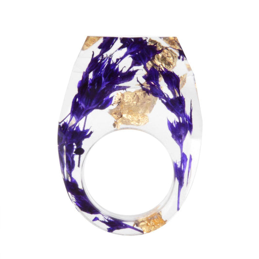 Dried Flower Resin Forest Handmade Dried Flower Epoxy Ring - Velora