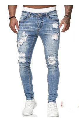 Slim fit Ripped Straight leg denim Jean Pant trousers for men - Velora