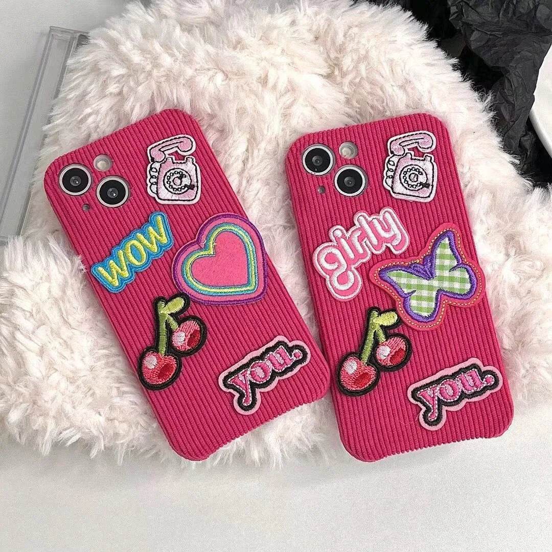 Embroidered Love Cherry Patch iphone Case women - Velora