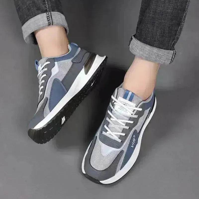 Men's Color Block Mesh Shoes Fashion Casual Lace-up Sneakers Outdoor Breathable Running Sports Shoes - Velora
