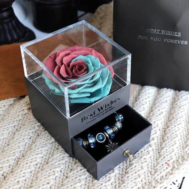 Eternal Flower Rose Jewelry Box for Birthday Presents Valentines Day Wedding Gift Box - Velora