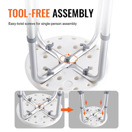 Shower Chair For Inside Shower, Adjustable Height Shower Stool, Non-Slip Bench Bathtub Seat Stool For Elderly Disabled Adults Handicap, 300 Lbs Capacity - Velora