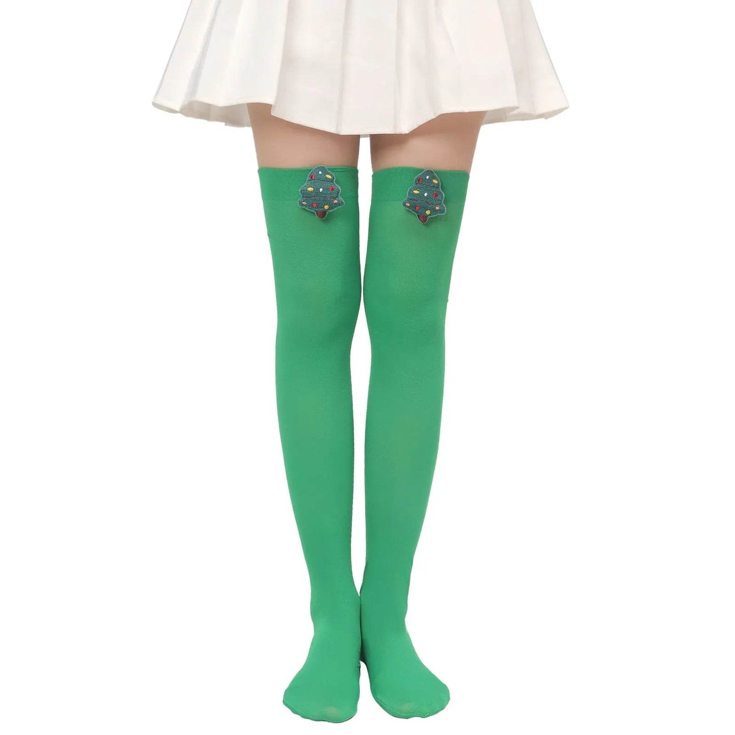 Christmas Plush Doll Knee Socks Bow Stockings - Velora
