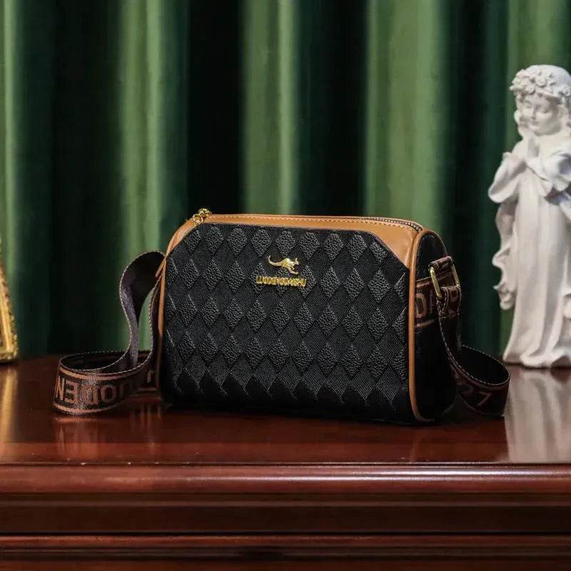 Women's Rhombus Leather Fashion Shoulder Messenger crossbody Bag - Velora