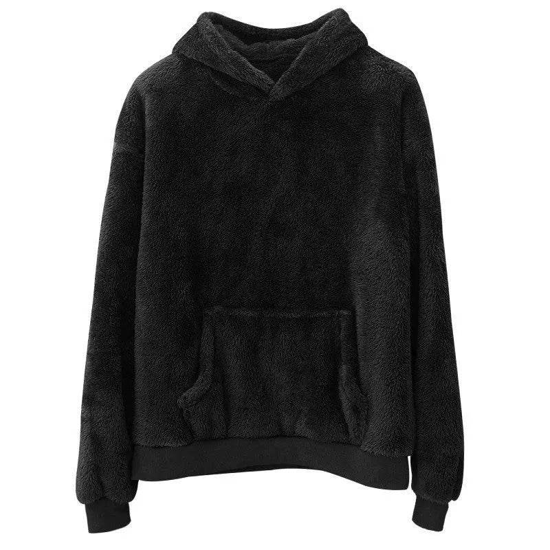 Men Winter New Double-sided Velvet Fleece Pocket Hoodie Sweatshirt Pullover - Velora