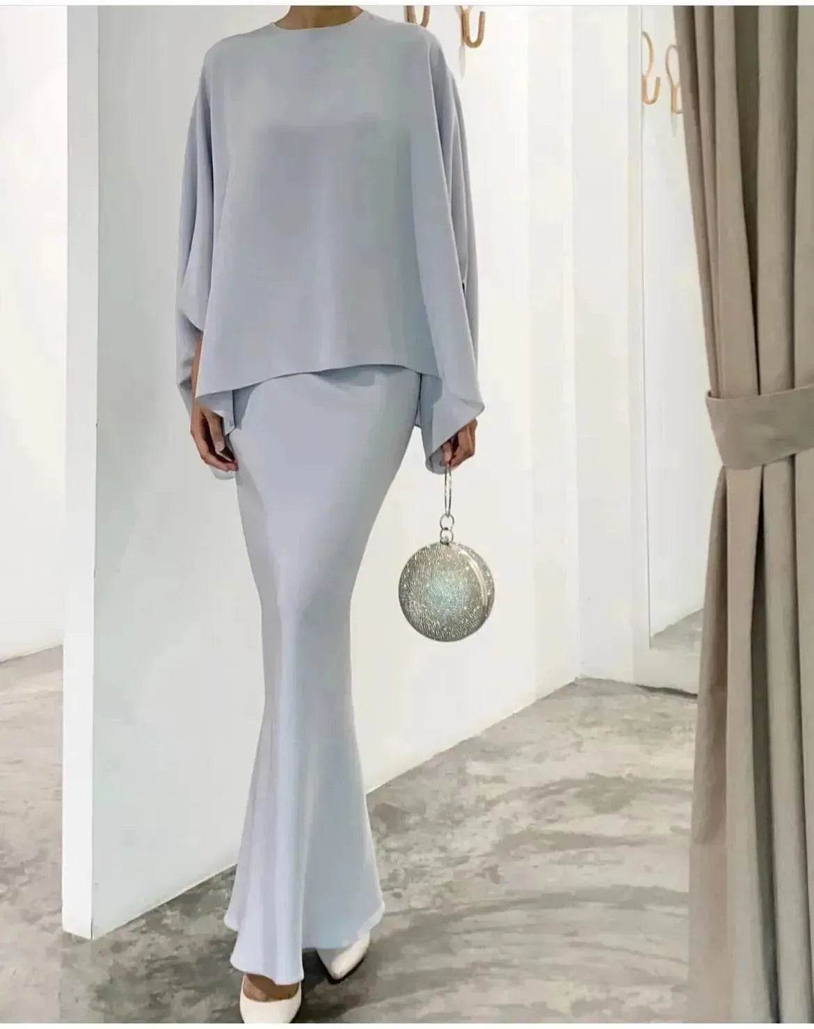 Women's Middle East Pearl Mop Dress Suit Arabtop and Blouse Elegant Matching ArabTop and Skirt suit Arab2 piece outfit - Velora