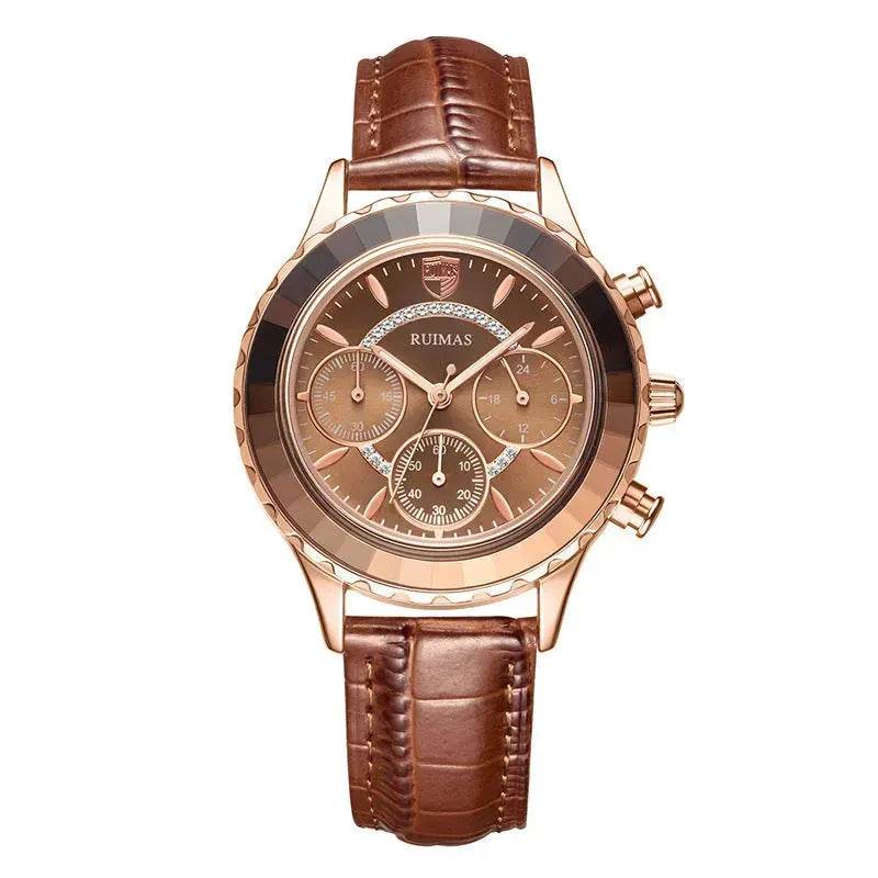 Leather Waterproof quartz watch - Velora