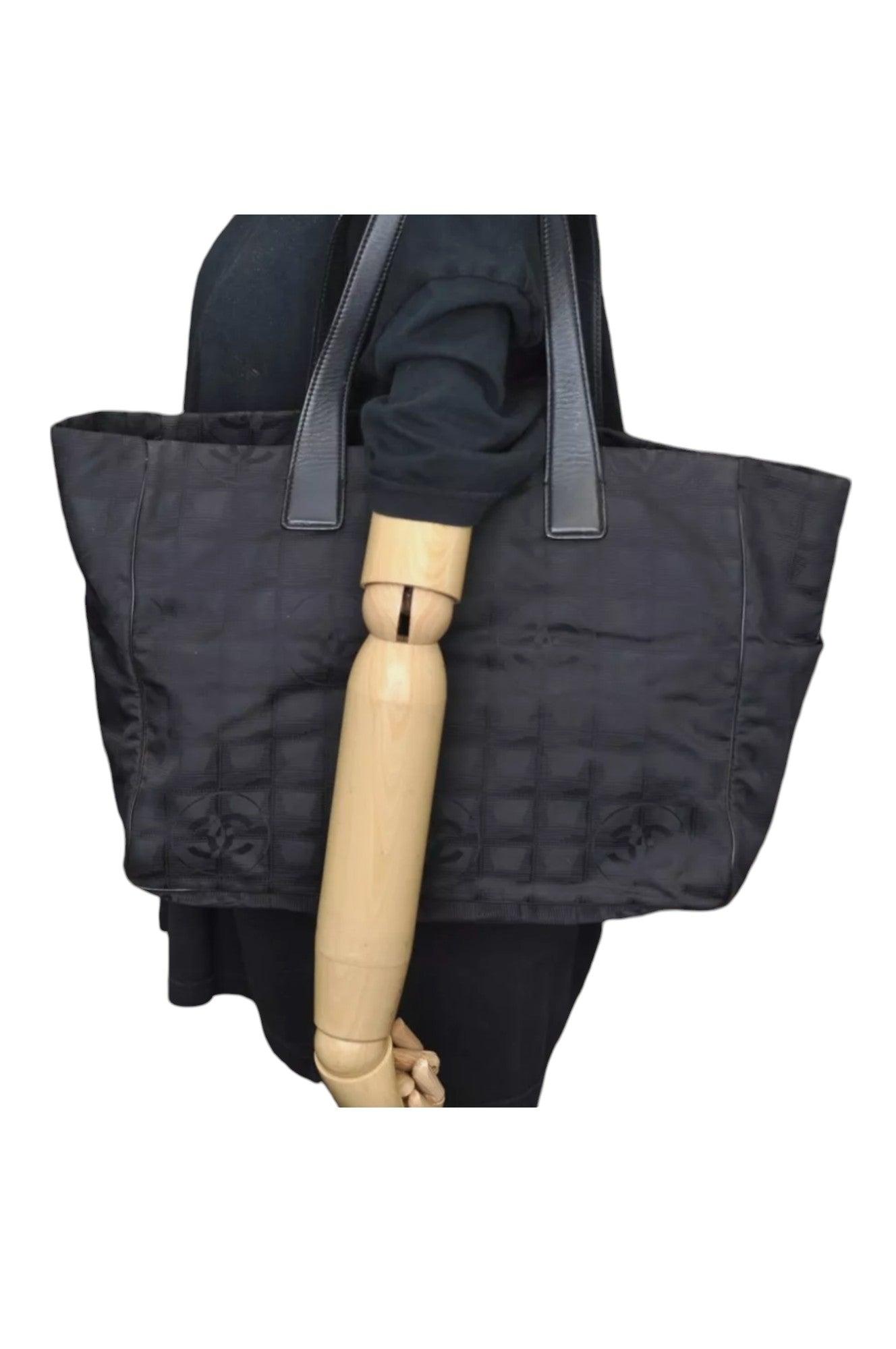 CHANEL New Travel Line Vintage Tote Bag Nylon Leather Black Junk 1911J - Velora