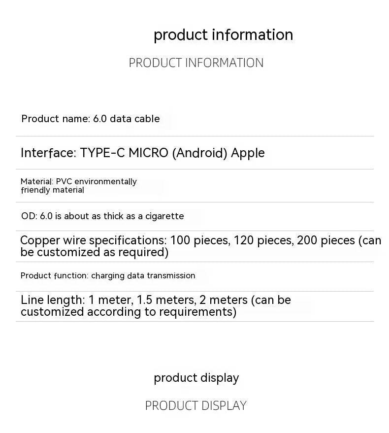 Charging Cable Fast Charging 120W Mobile Phone 6A Bold - Velora