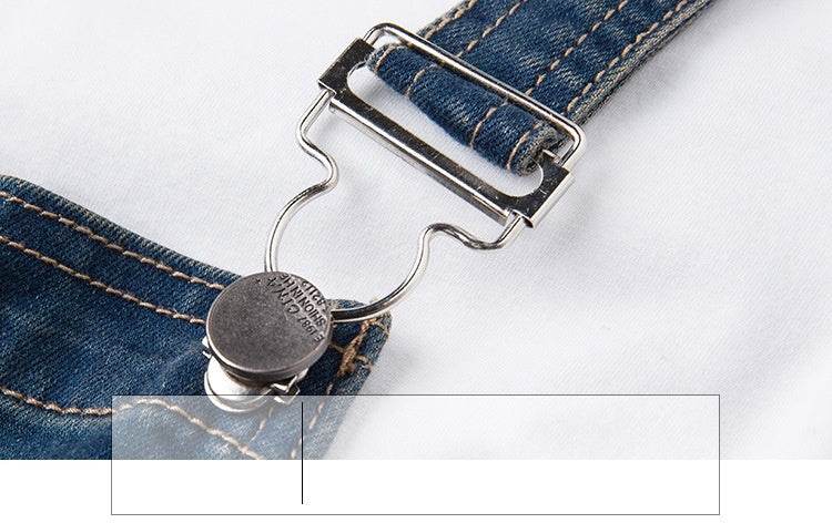 Embroidered Lace Denim Midi Jumper Dress European and American Style - Velora