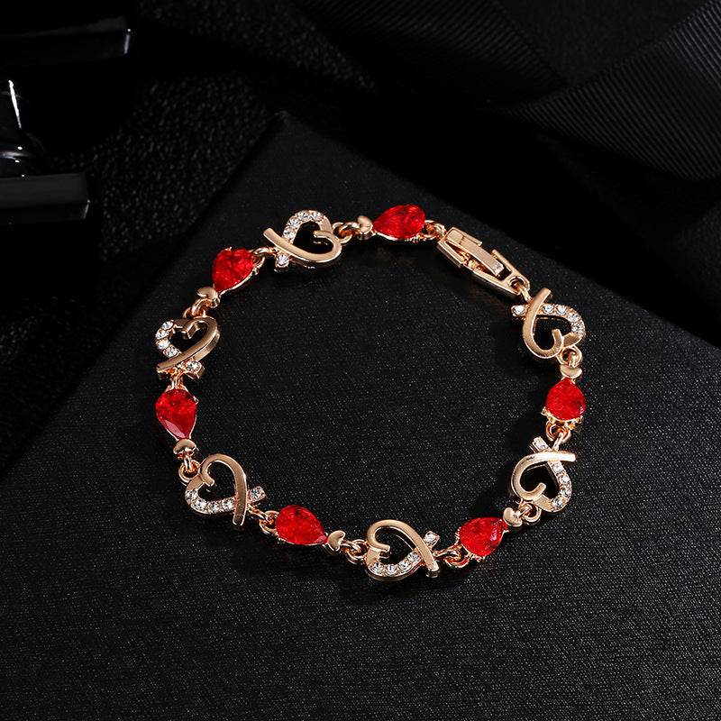 Hollow Love Bracelet With Rhinestones Fashion Temperament Heart-shaped Bracelet For Valentine's Day Gift Jewelry - Velora