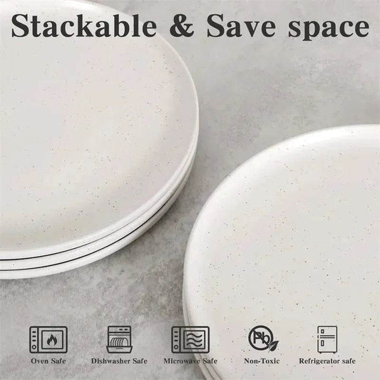 6PCS Flat Ceramic Steak Plate Salad Plates - Velora