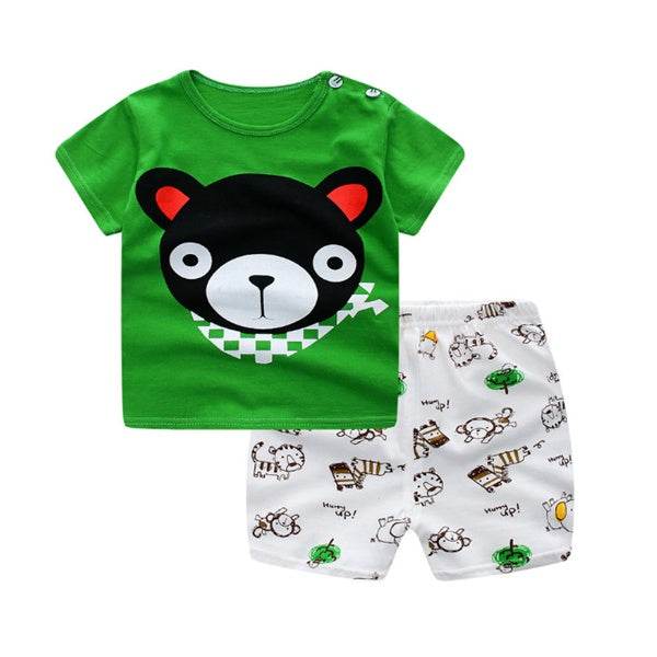 Cartoon Clothing Baby Boy Summer Clothes T-shirt Baby Girl Casual Clothing Sets - Velora