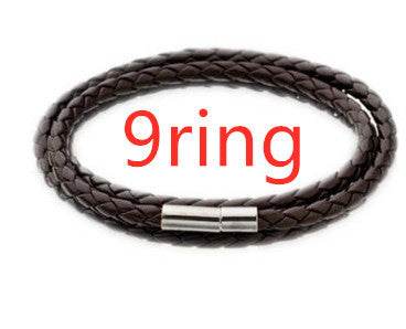 Personalized Mens Braided Genuine Leather Bracelet Stainless Steel Custom Beads Name Charm Bracelet For Men With Family Names - Velora