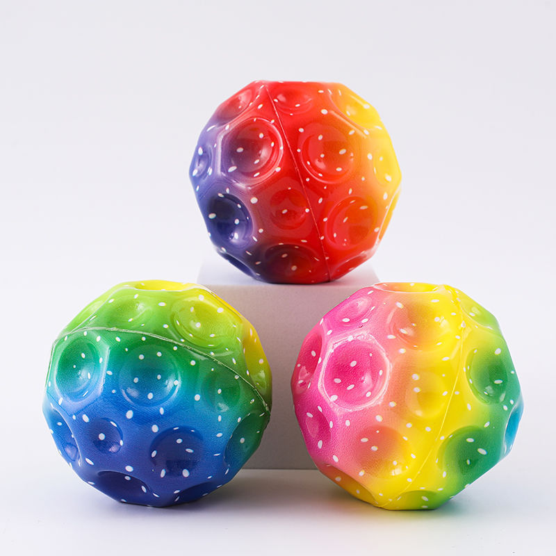 Colorful Hole Ball Soft Bouncy Ball Anti-fall Moon Shape Porous Bouncy Ball Kids Indoor Toys Ergonomic Design Elastic Ball Velora