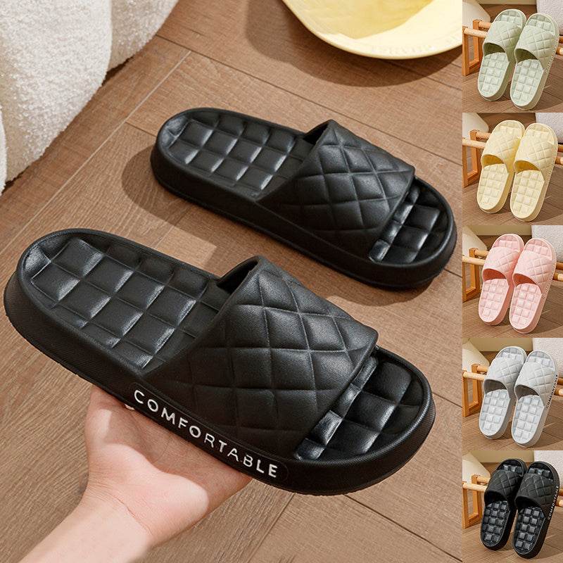 Men's Home Slippers With Plaid Design Soft-soled Silent Indoor Floor Bathing Slippers Women House Shoes Summer - Velora