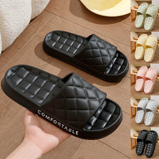 Men's Home Slippers With Plaid Design Soft-soled Silent Indoor Floor Bathing Slippers Women House Shoes Summer - Velora