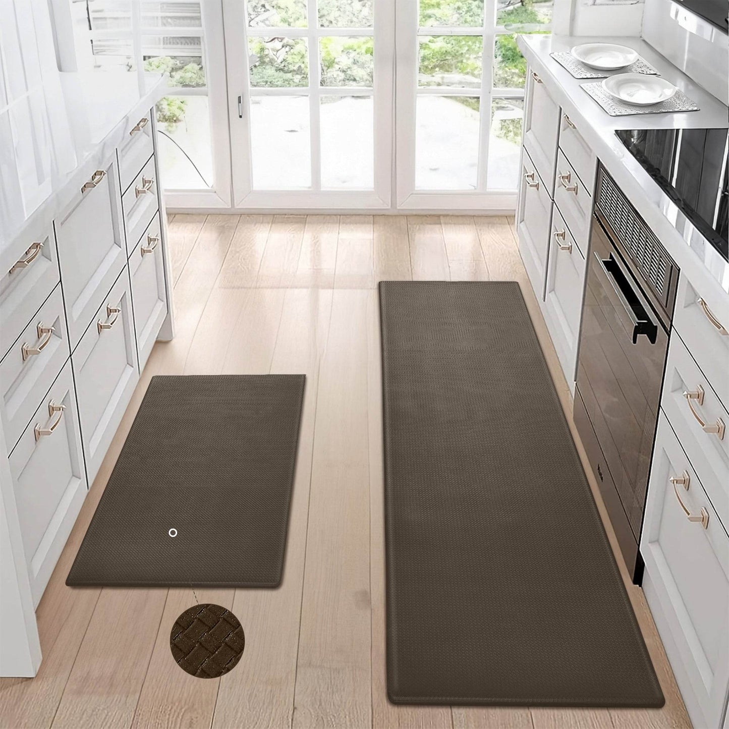 Kitchen Floor Mat Two-piece Set Of Non-slip, Waterproof Rug And Easy To Scrub For Home, Kitchen - Velora