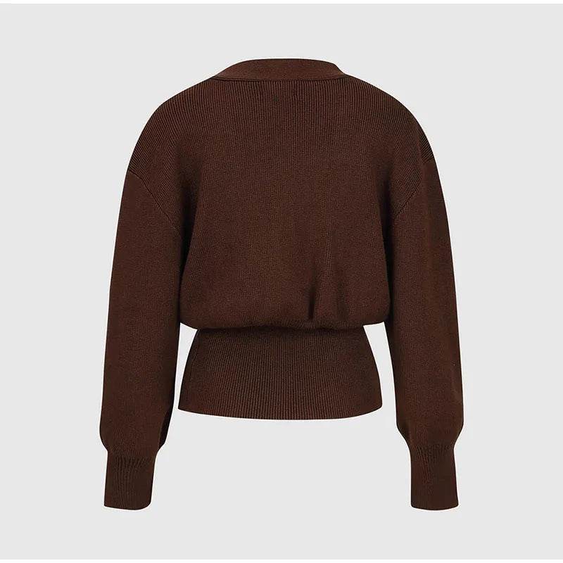 New V-neck Button Cardigan Fashion Knitted Sweater Top For Women Clothing - Velora