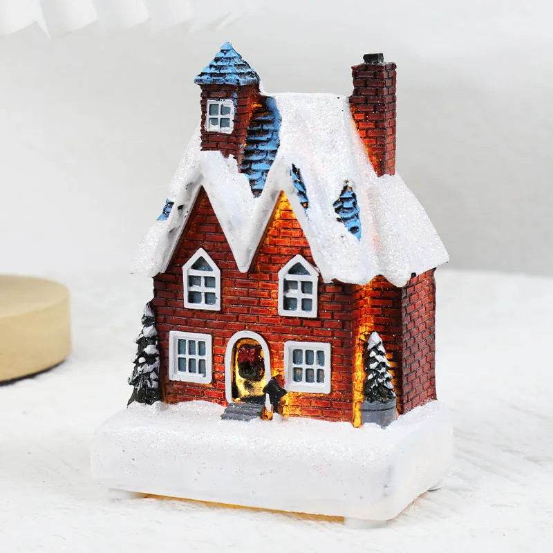 Christmas Decorations Resin Small House Luminous Ornaments - Velora