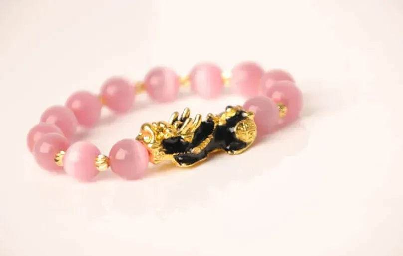 3D Gold Plated PiXiu Crystal Beaded Bracelet - Velora