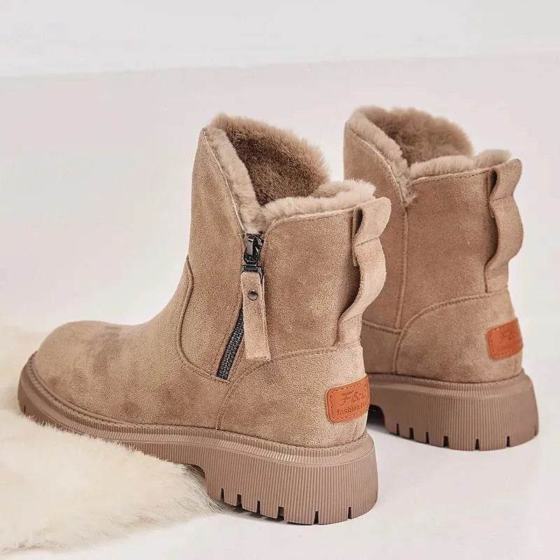 Thick Plush Snow Boots Women Faux Suede Non-slip Winter Shoes - Velora