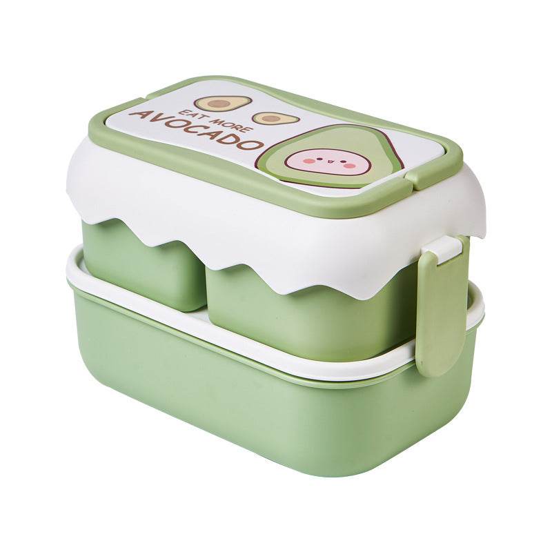 Cute Double Layered Kids Plastic Lunch Box - Velora