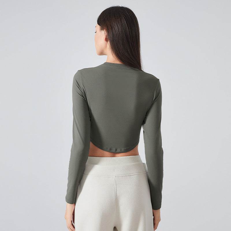 Women Slim Fit Long Sleeve Crop top Workout Sports Gym top - Velora