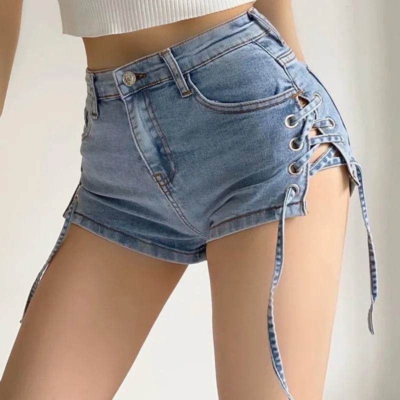 Fashionable And Personalized Bow Denim Shorts For Women - Velora
