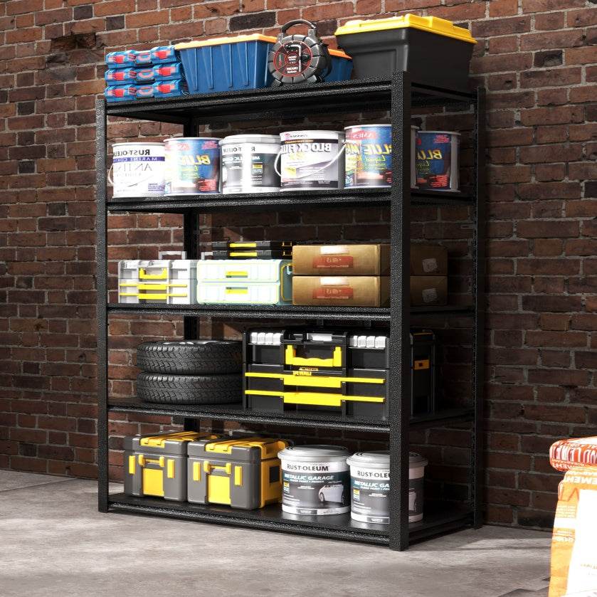 Tier Metal Shelves For Storage Garage Shelving 2000LBS Heavy Duty Storage Shelves Adjustable Garage Shelf Industrial Shelving Unit Storage Utility Rack,Black - Velora