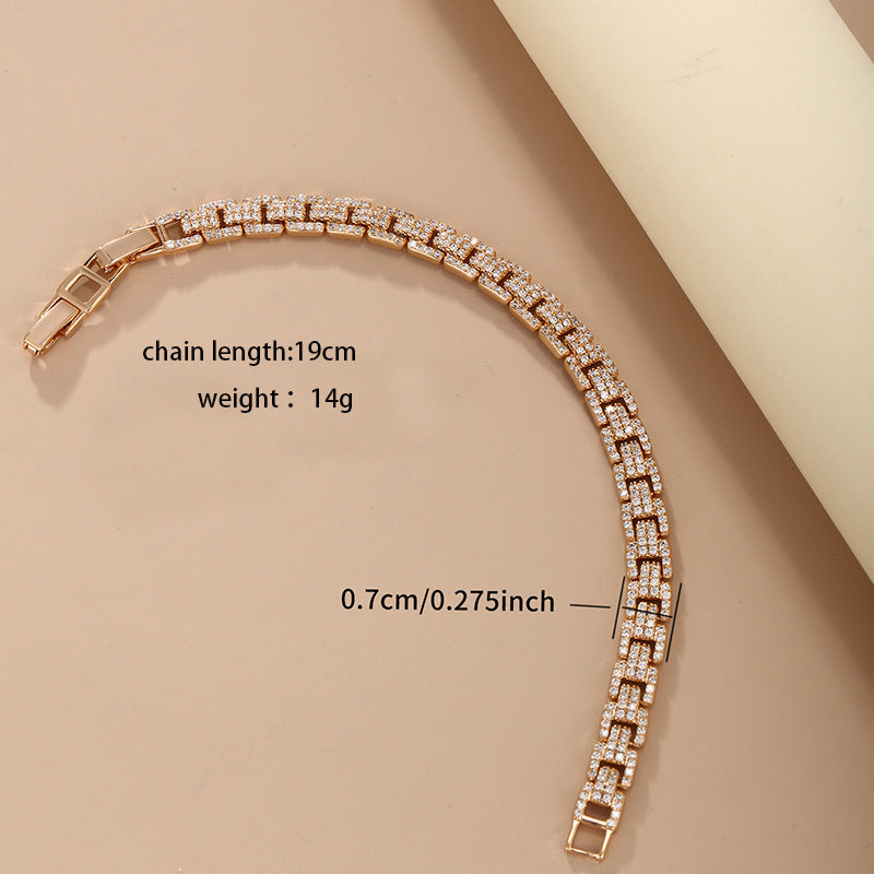 European And American Metallic Light Luxury Inlaid Zirconium Bracelet Personality Simple