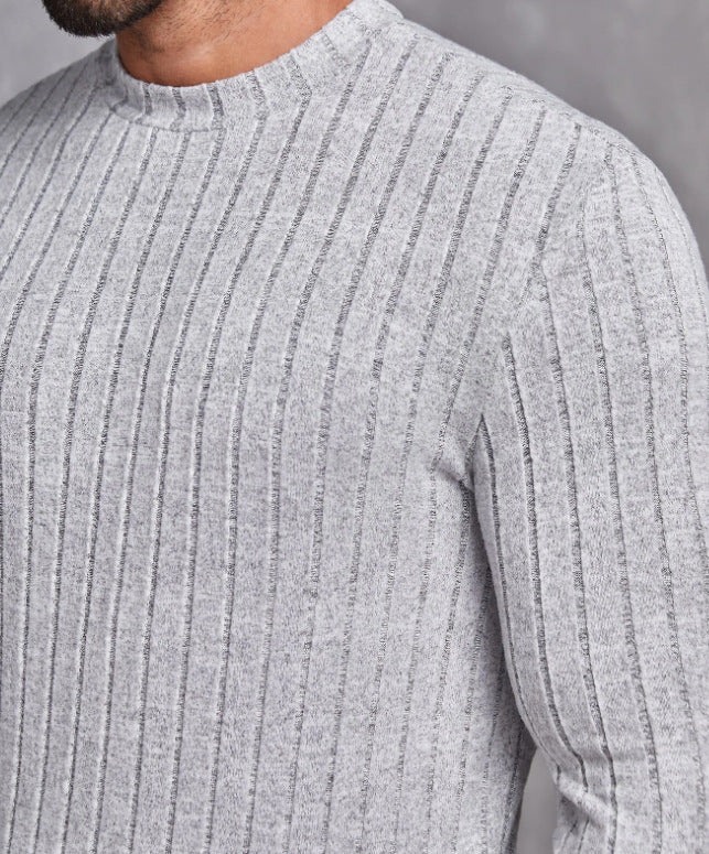 Casual Solid Color Round Neck Pullover Long-sleeved T-shirt