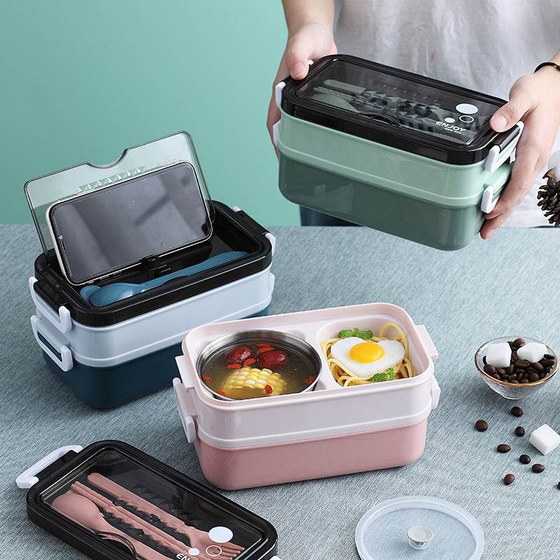Insulated Stainless Steel Double-Layer Lunch Box for Work & School - Velora