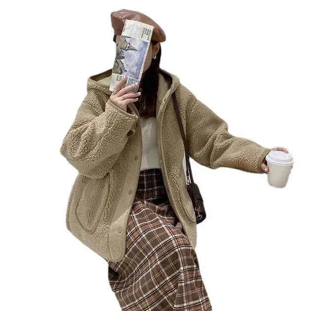 Thickened Woolen Hoodie Winter coat Fleece hooded Winter Jacket - Velora