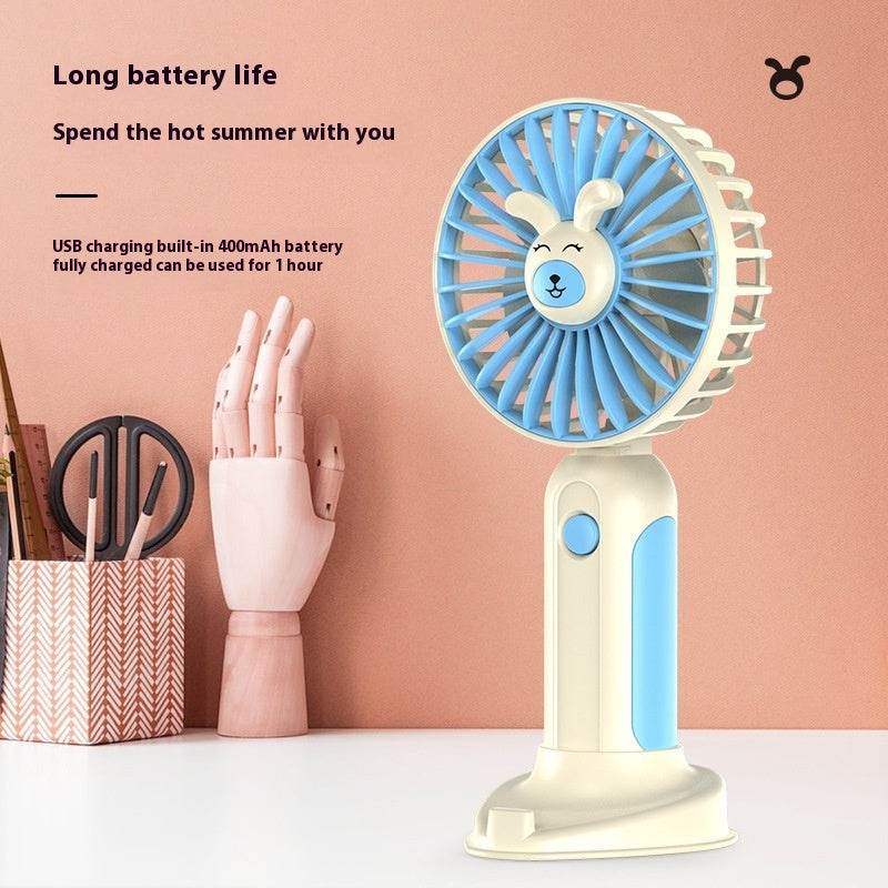 New Summer Cartoon Handheld Mini Usb Rechargeable Fan Desktop Stand - Velora