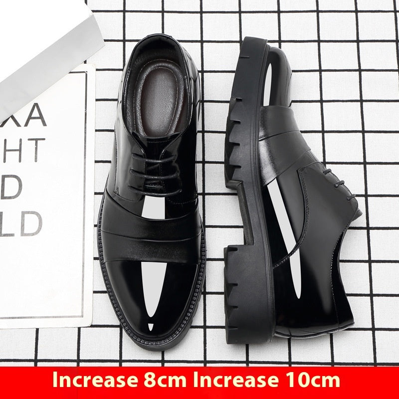 Height Increasing Insole 10cm Men's Business Formal Wear Paint Bright Leather 8cm Platform Height Increasing Shoes