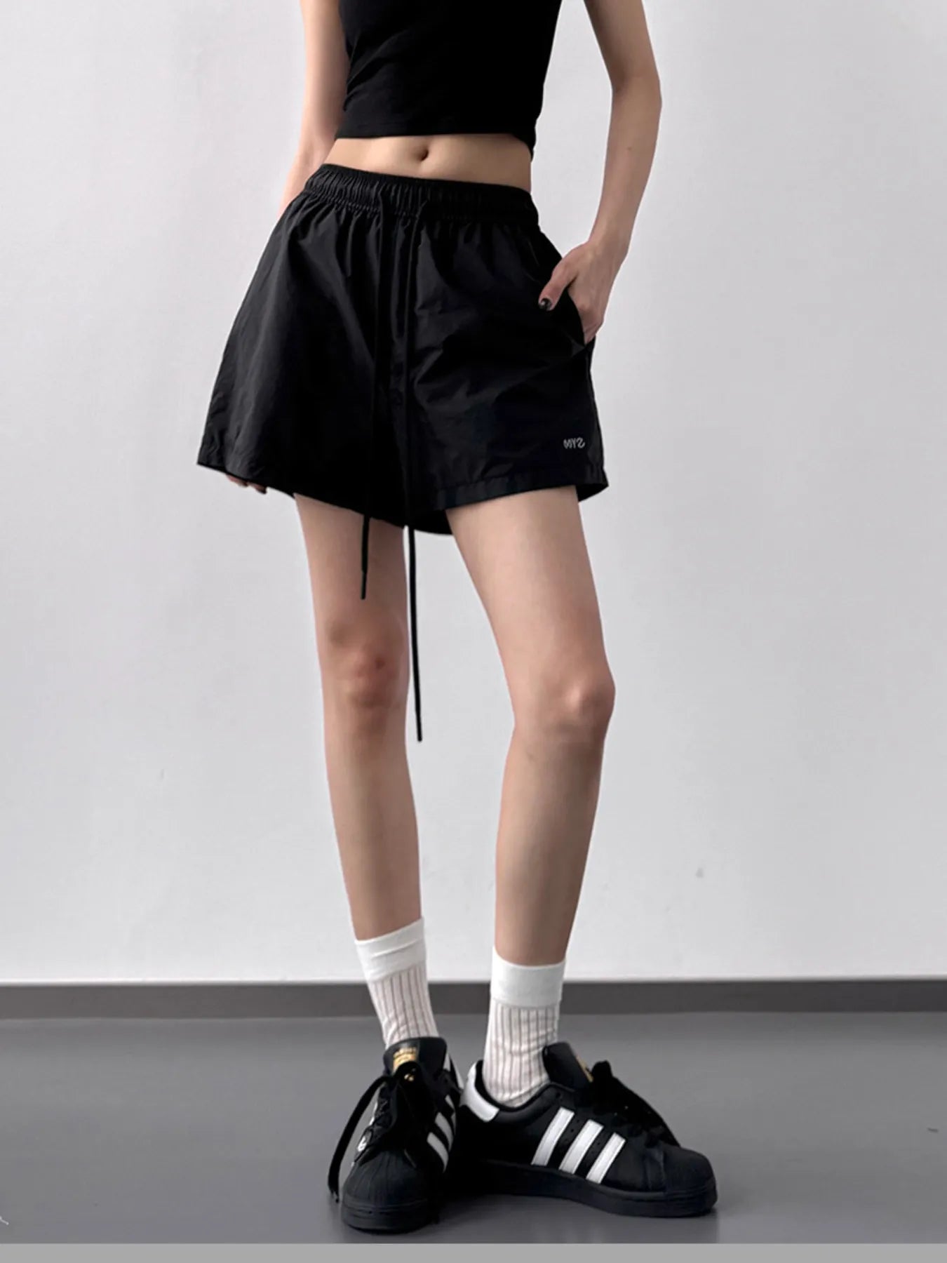 High Waisted Drawstring Shorts - Velora