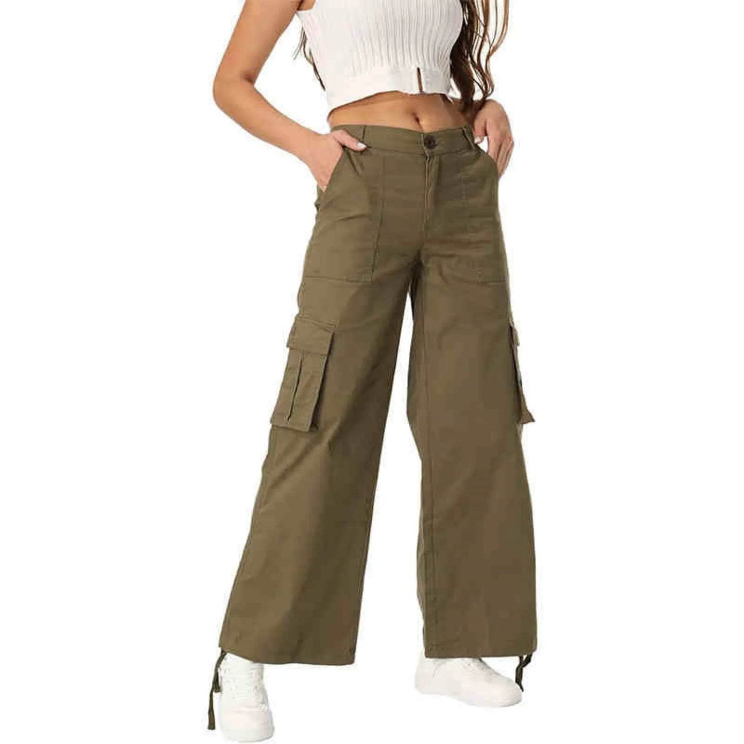 Wide Leg High Waist Casual Pants For Women - Velora