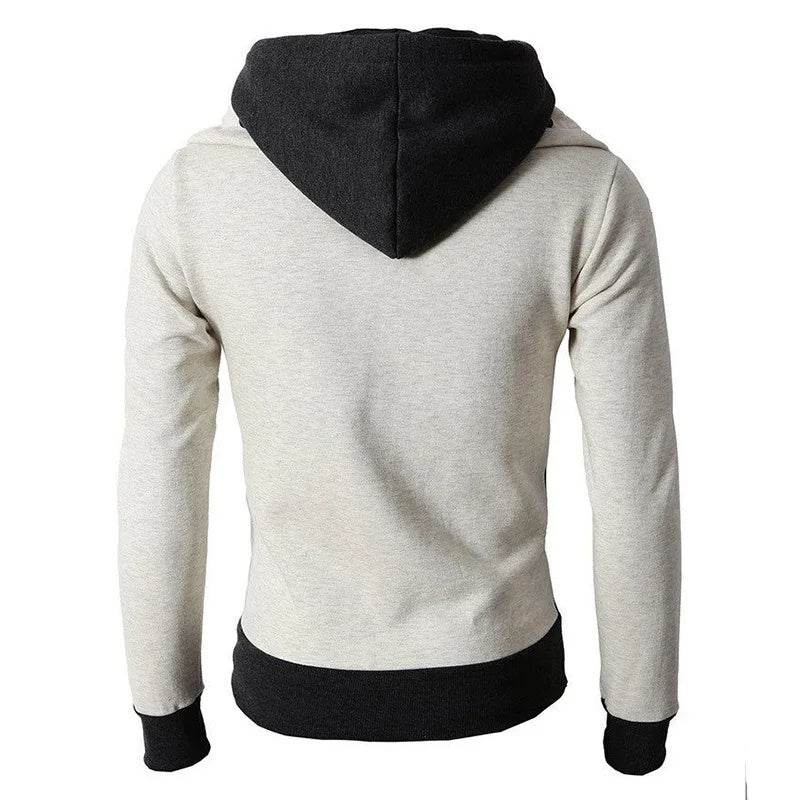 Men's Zip UP Hooded Jacket Fake Two Piece Sports Cardigan Casual Slim Sweatshirt Jacket - Velora