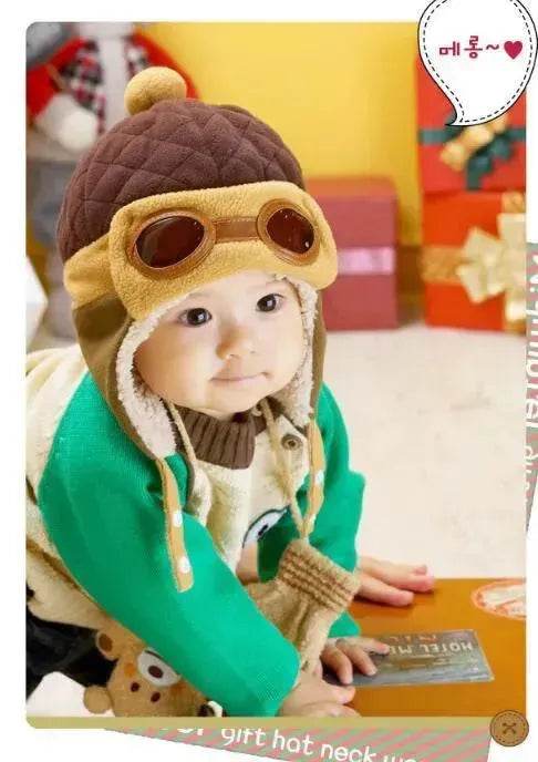 Baby and Toddler Winter hat Hooded Winter Pilot Beanie Warm baby cap - Velora
