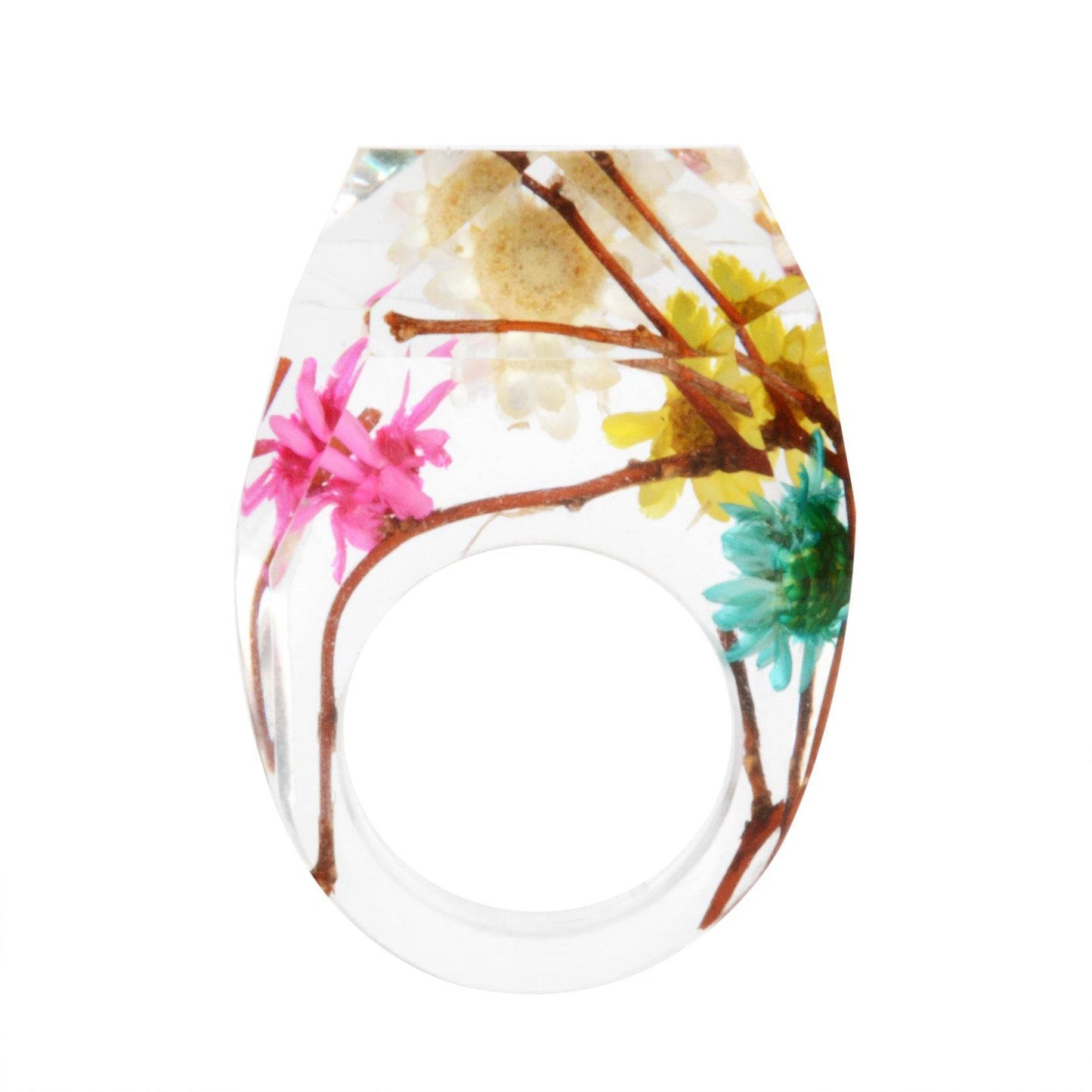 Dried Flower Resin Forest Handmade Dried Flower Epoxy Ring - Velora