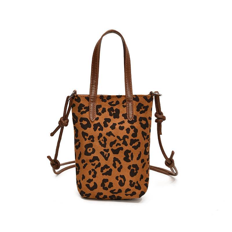 Women's Crossbody Bag Autumn And Winter Retro Leopard Print Shoulder Bag Anime New Versatile Suede Phone Bag - Velora