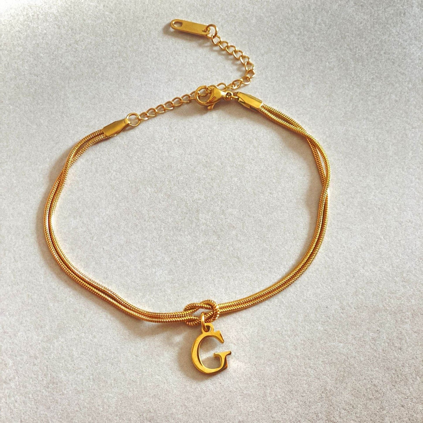 New Letter A-Z Love Knot Bracelets For Women Couple Gold Color Dainty Snake Chain Charm Bracelet Stainless Steel Jewelry Gift Valentine's Day Gifts - Velora