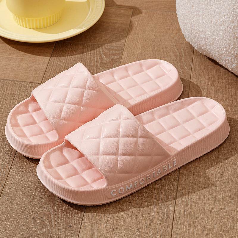 Men's Home Slippers With Plaid Design Soft-soled Silent Indoor Floor Bathing Slippers Women House Shoes Summer - Velora