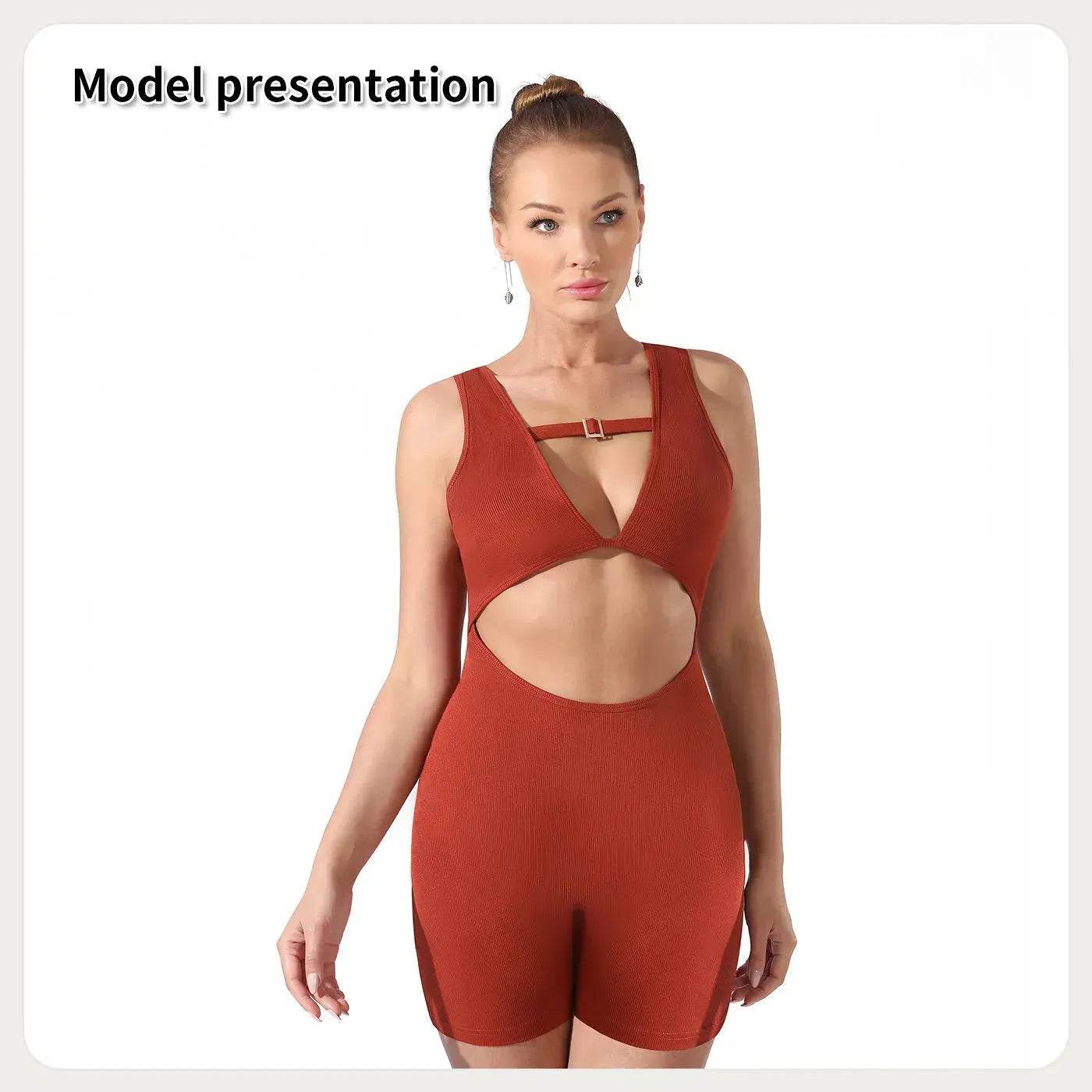 Women Cut out Unitard Short Bodysuit - Velora