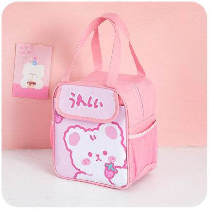 Portable Insulated Kitty Cartoon Preschool Lunch Bag for Kids - Velora