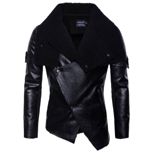 Men's Motorcycle Leather Jacket Personality Washed Leather Jacket Coat - Velora