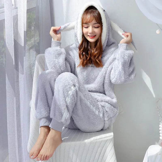 Thick Warm Coral Velvet Pajamas Sets - Velora