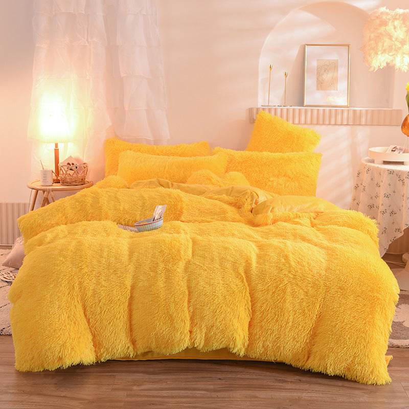 Luxury Thick Fleece Duvet Cover Queen King Winter Warm Bed Quilt Cover Pillowcase Fluffy Plush Shaggy Bedclothes Bedding Set Winter Body Keep Warm - Velora
