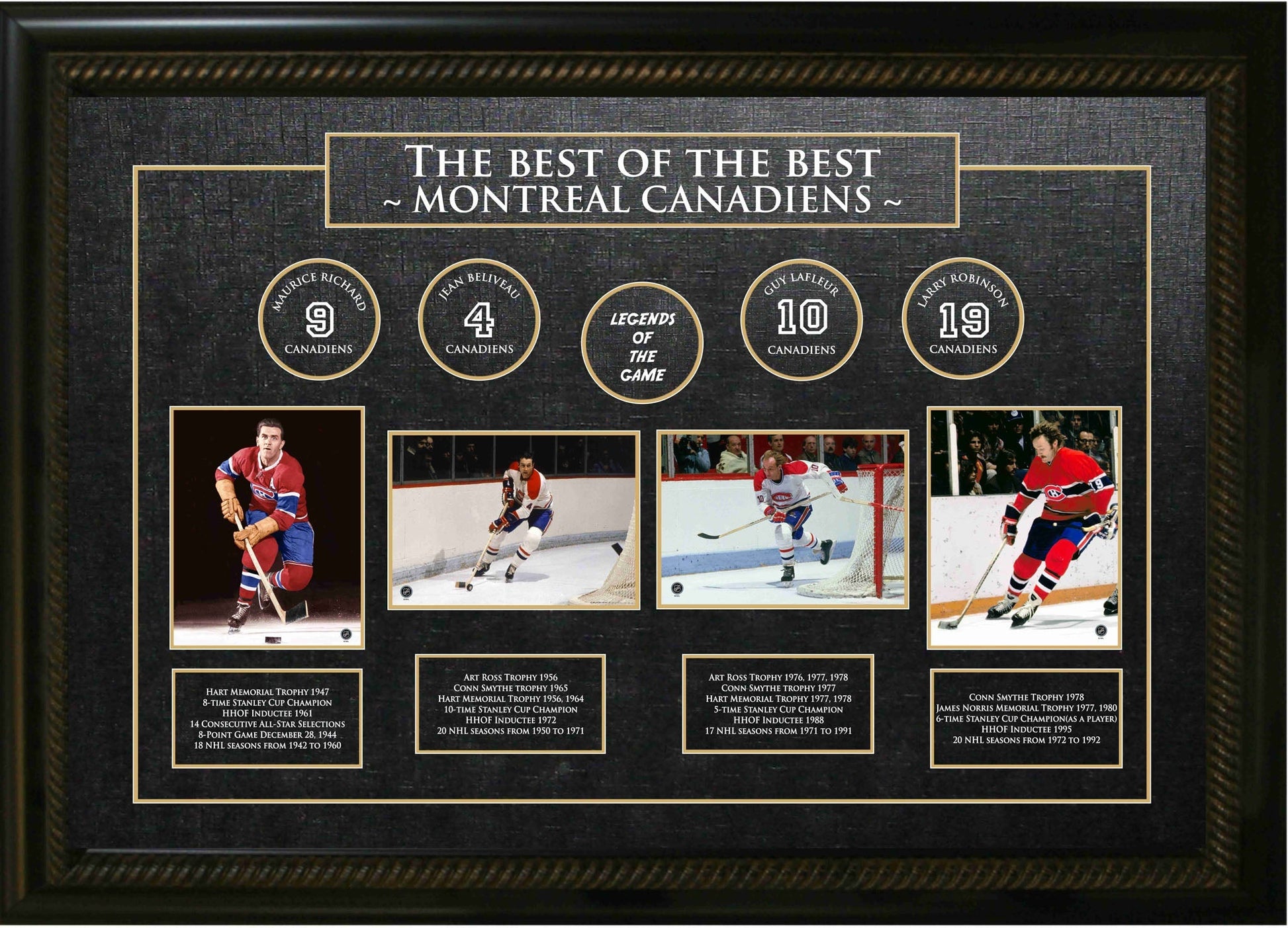 Best of The Best Canadiens Richard/Beliveau/Lafleur/Robinson Frameworth Sports Marketing